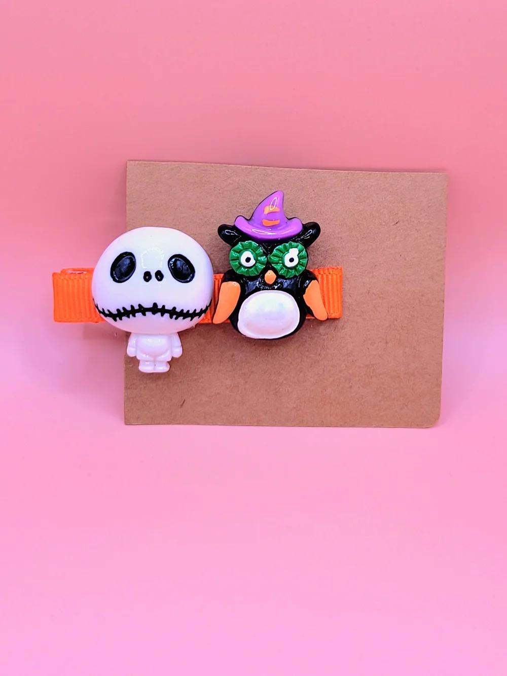 Handmade Halloween Character Hair Clips - Ghost, Skull, Owl, Witch